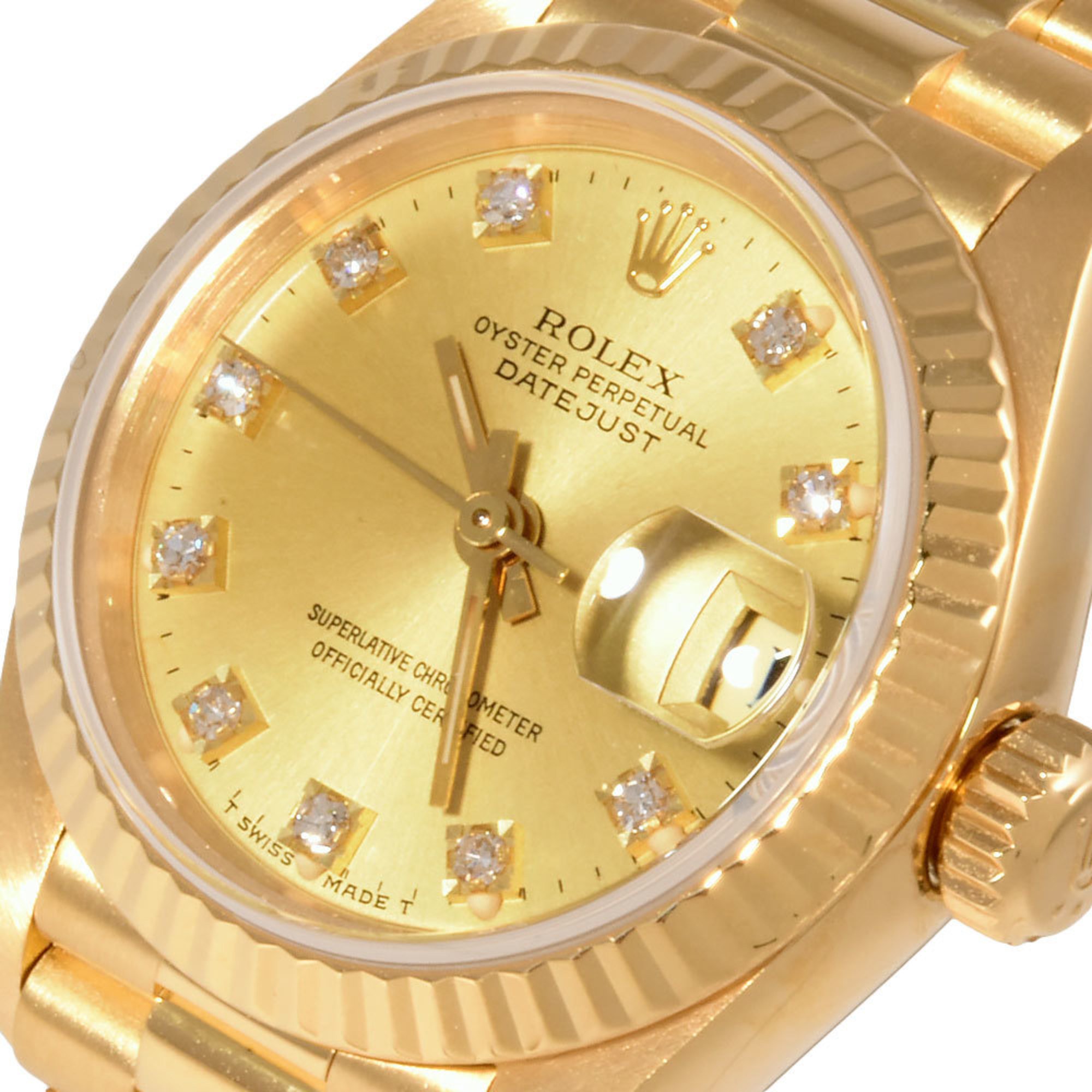 Rolex ROLEX 69178G Datejust 9 (manufactured around 1985) Wristwatch, automatic, champagne dial, 10 diamonds, K18, solid gold