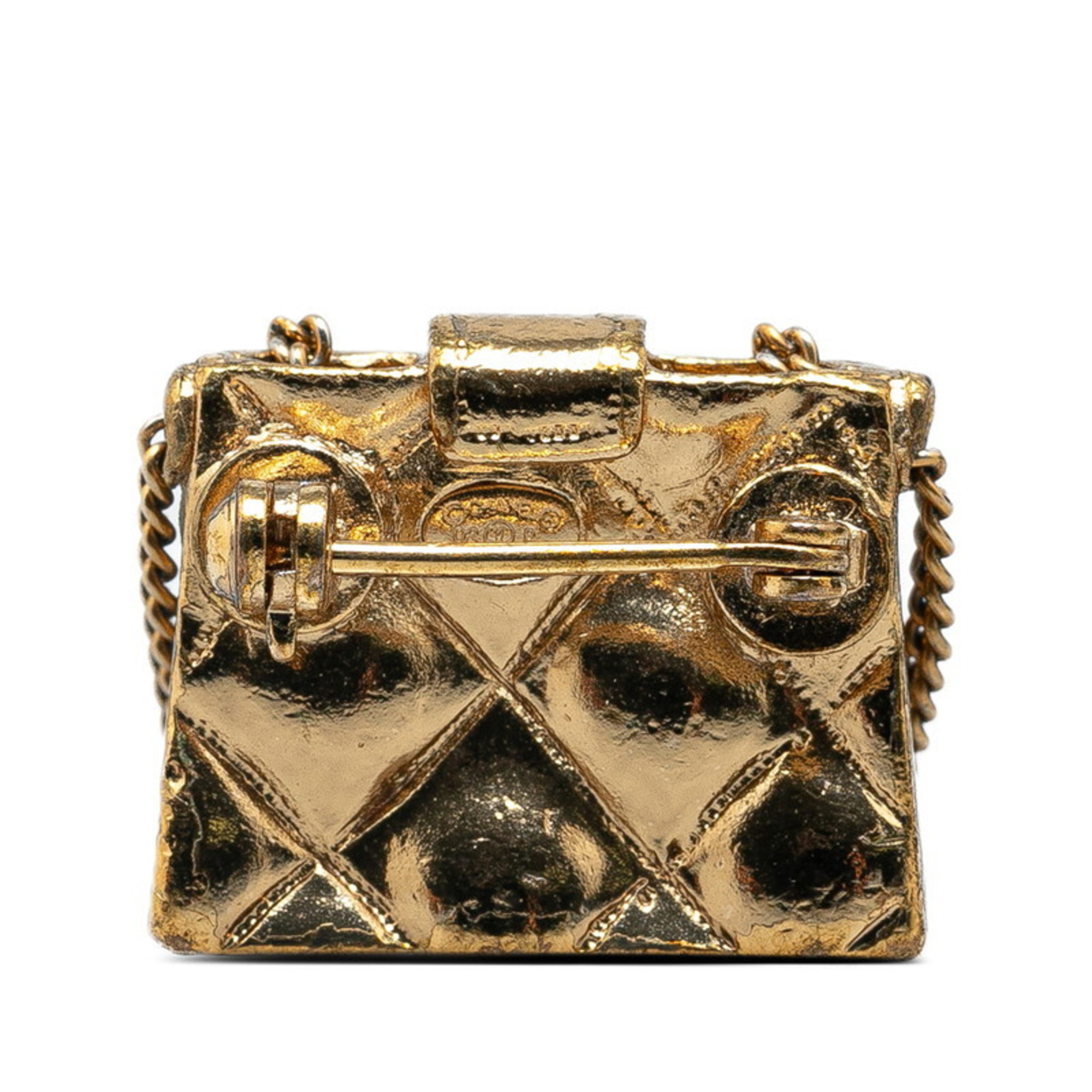 Chanel Coco Mark Chain Matelasse Bag Brooch Gold Plated Women's CHANEL