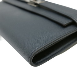 HERMES Kelly Wallet Long Epsom Leather Blue Indigo Navy #A