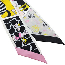 HERMES Hermes Scarf Twilly Factory Sweet 100% Silk 2022 Model Black Jaune Rose Yellow Pink