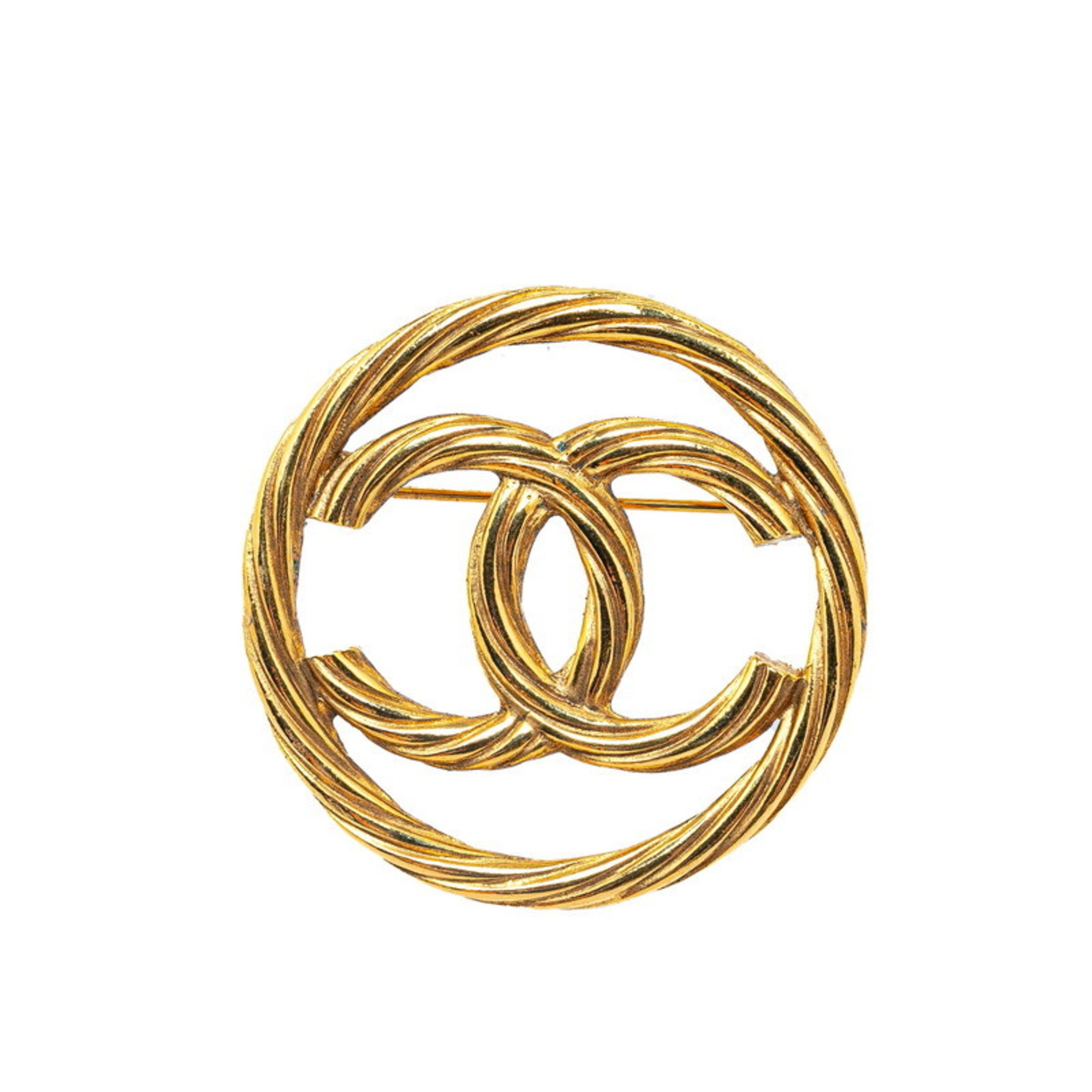 Chanel Coco Mark Brooch Gold Plated Women's CHANEL