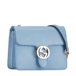 Gucci Interlocking G Shoulder Bag 510304 Blue Gold Leather Women's GUCCI