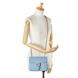 Gucci Interlocking G Shoulder Bag 510304 Blue Gold Leather Women's GUCCI