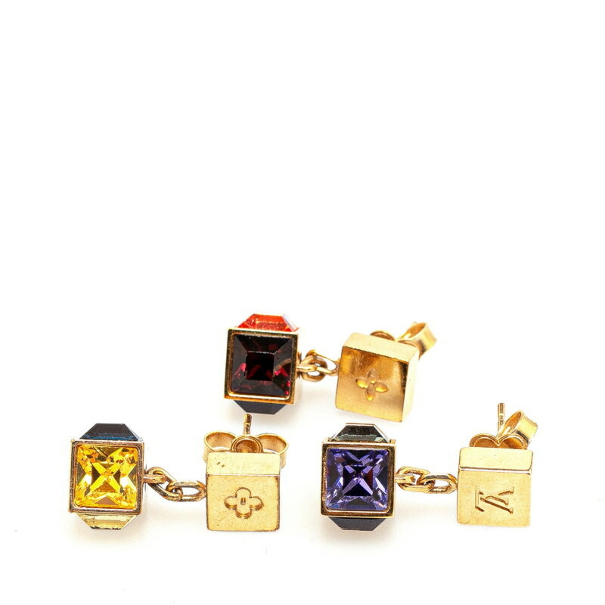 Louis Vuitton Bouc de Reuil Gamble Earrings 3-piece set M67008 Gold Multi-color Plated Women's LOUIS VUITTON