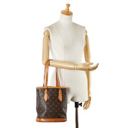 Louis Vuitton Monogram Petit Bucket PM Tote Bag Shoulder M42238 Brown PVC Leather Women's LOUIS VUITTON