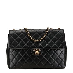 Chanel Coco Mark Matelasse Chain Shoulder Bag Black Gold Leather Women's CHANEL