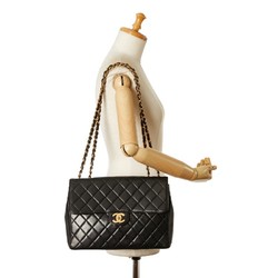 Chanel Coco Mark Matelasse Chain Shoulder Bag Black Gold Leather Women's CHANEL