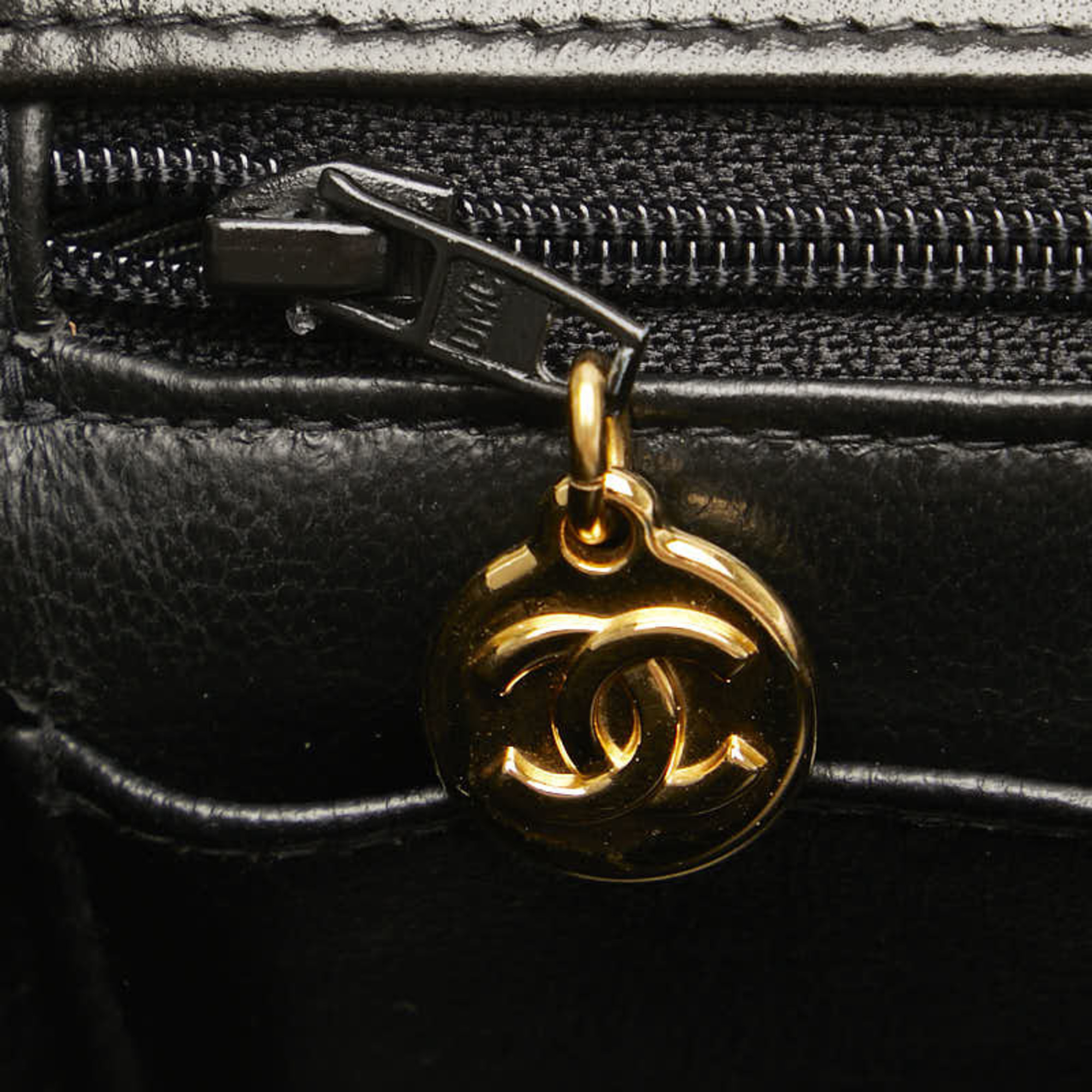 Chanel Coco Mark Matelasse Chain Shoulder Bag Black Gold Leather Women's CHANEL