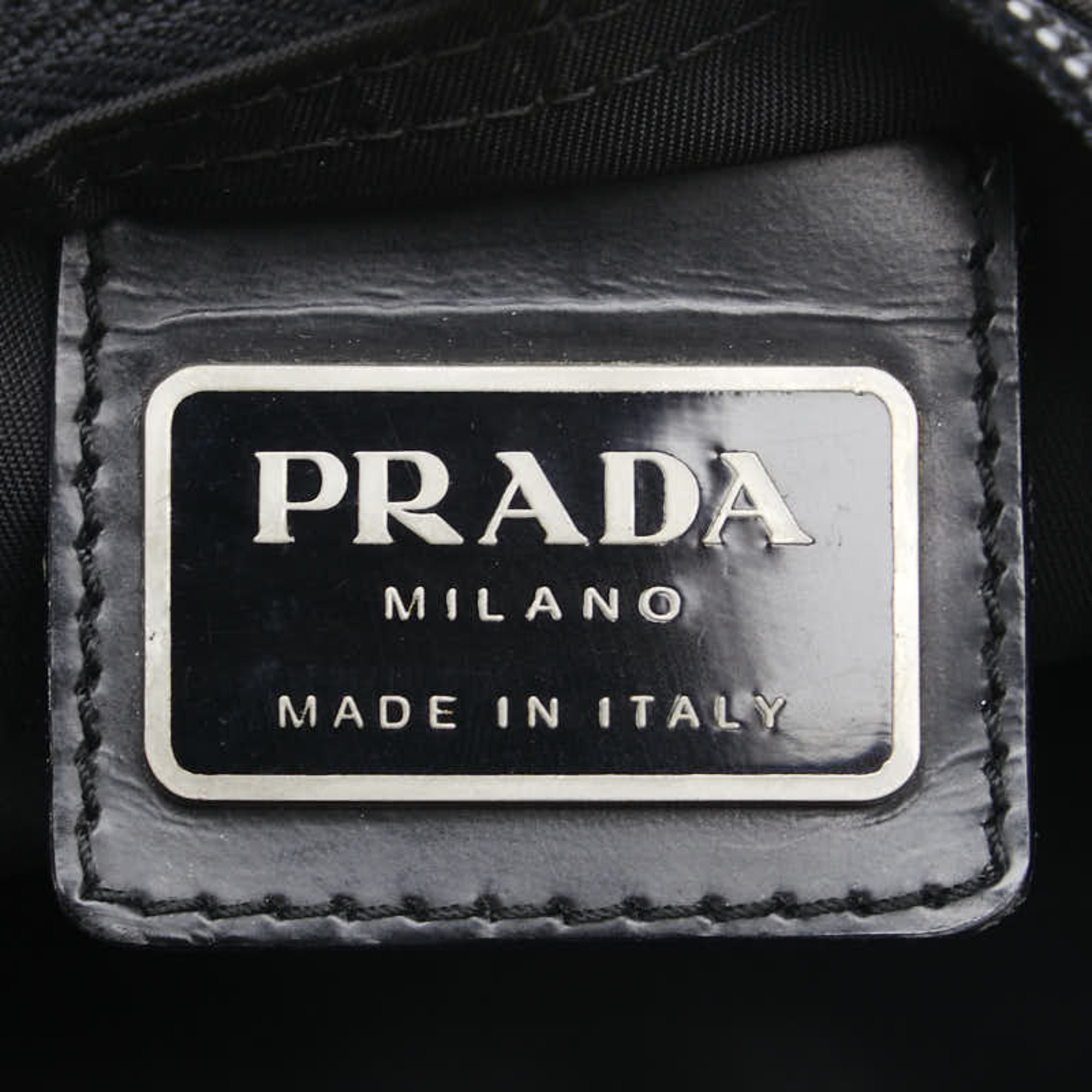 Prada Triangle Plate Sacoche Shoulder Bag Black Nylon Women's PRADA