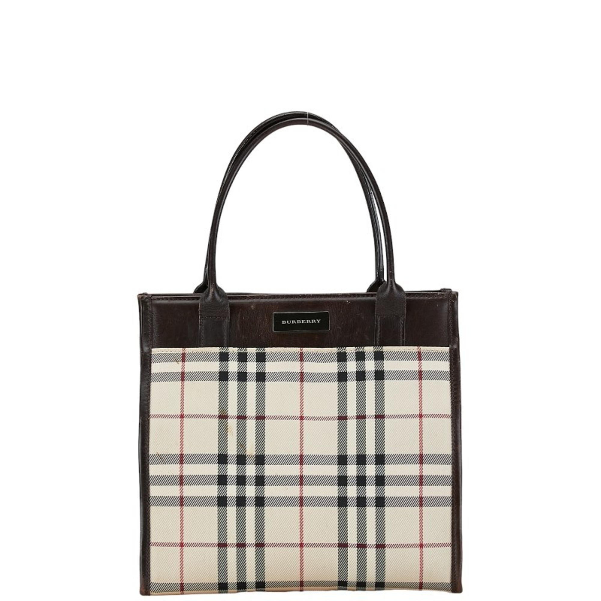 Burberry Nova Check Handbag Brown Beige Canvas Leather Women's BURBERRY