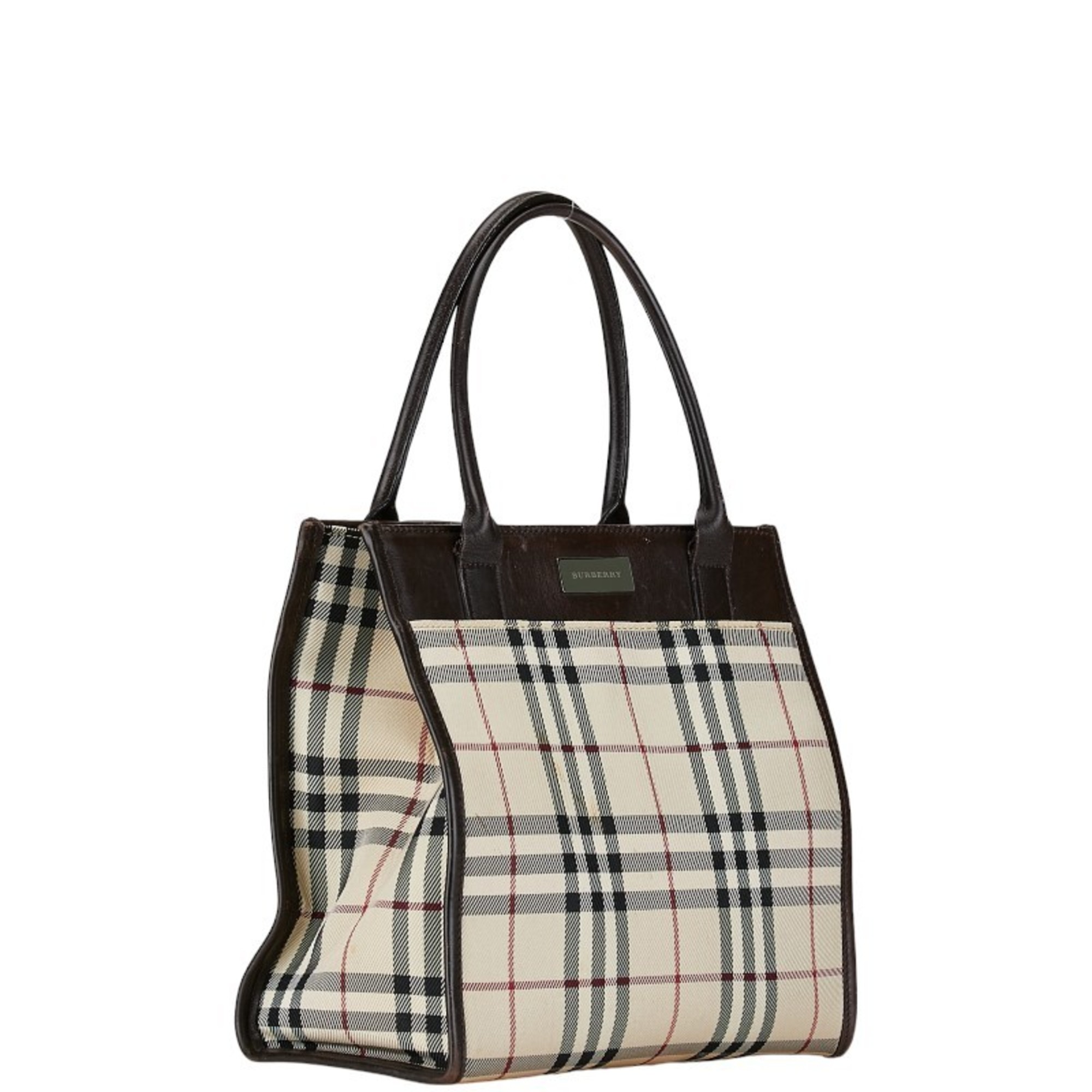 Burberry Nova Check Handbag Brown Beige Canvas Leather Women's BURBERRY