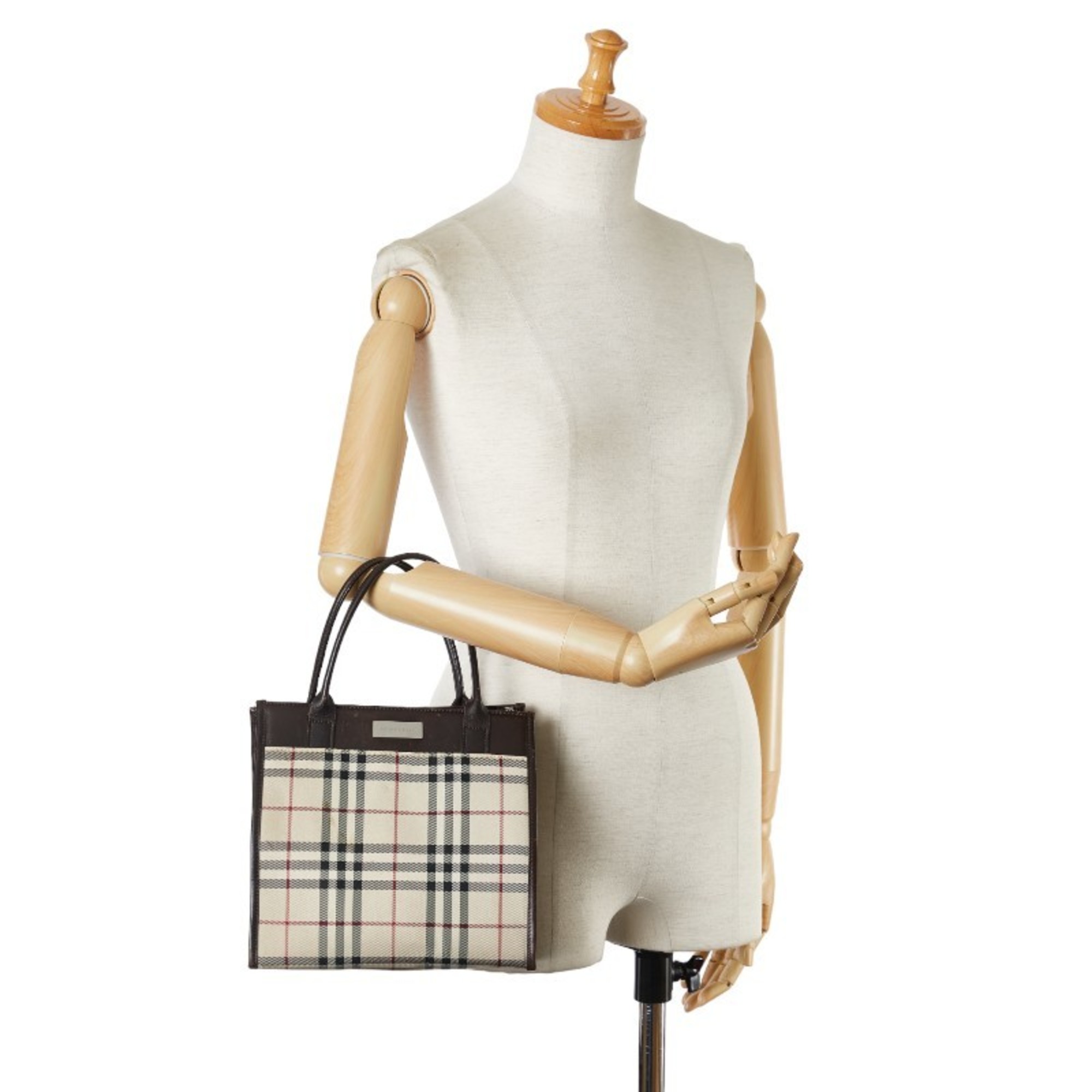 Burberry Nova Check Handbag Brown Beige Canvas Leather Women's BURBERRY