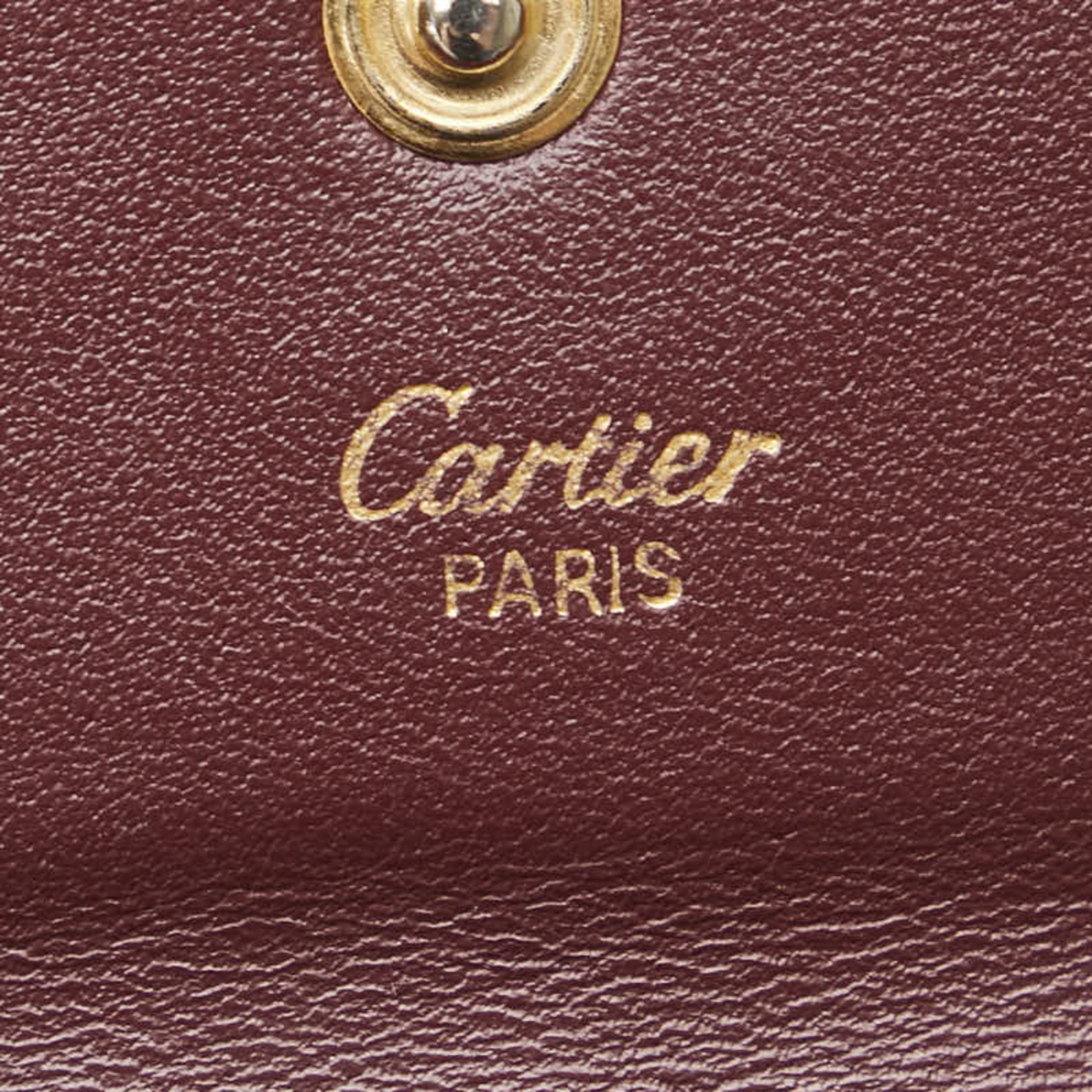 Cartier Must Line Coin Case Purse Wine Red Bordeaux Leather Women's CARTIER