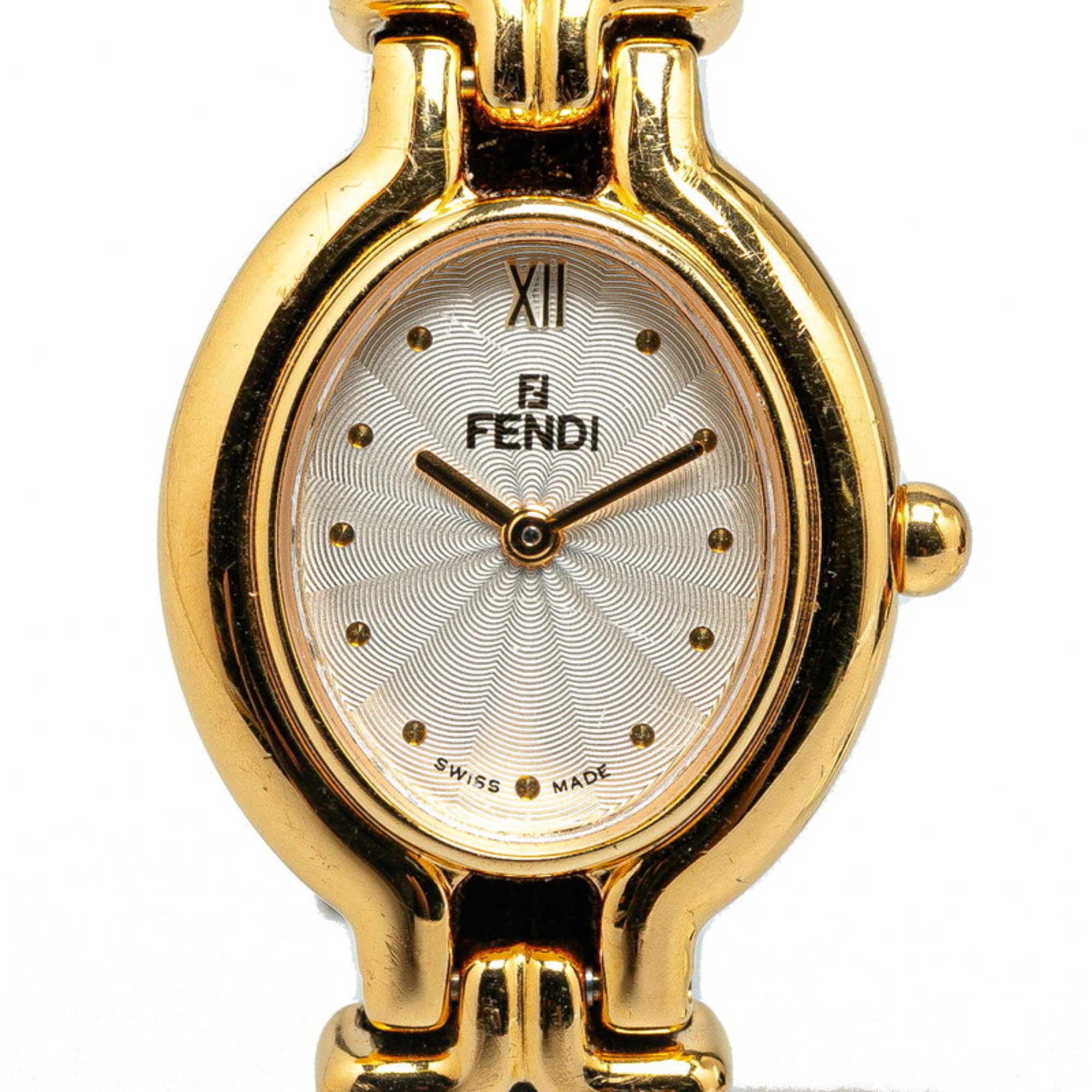 Fendi Chameleon Watch with 5 Changeable Straps, 640L, Quartz, White Dial, Plated Leather, Women's, FENDI