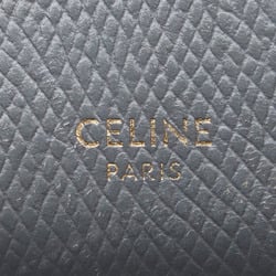 CELINE Medium Strap Wallet Bi-fold Compact Grey White Leather Women's