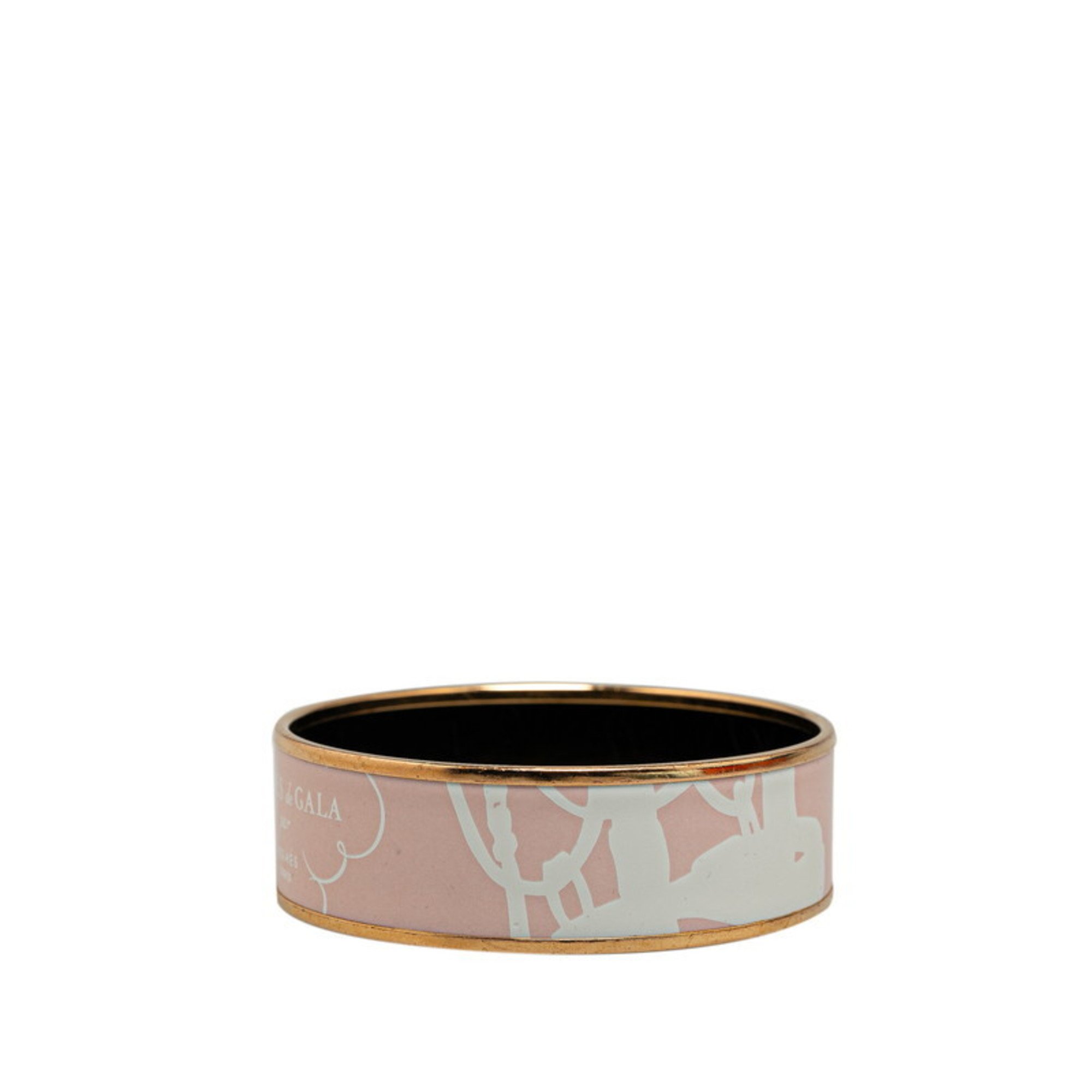 Hermes enamel GM BRIDES de GALA cloisonné bracelet bangle pink gold plated ladies HERMES