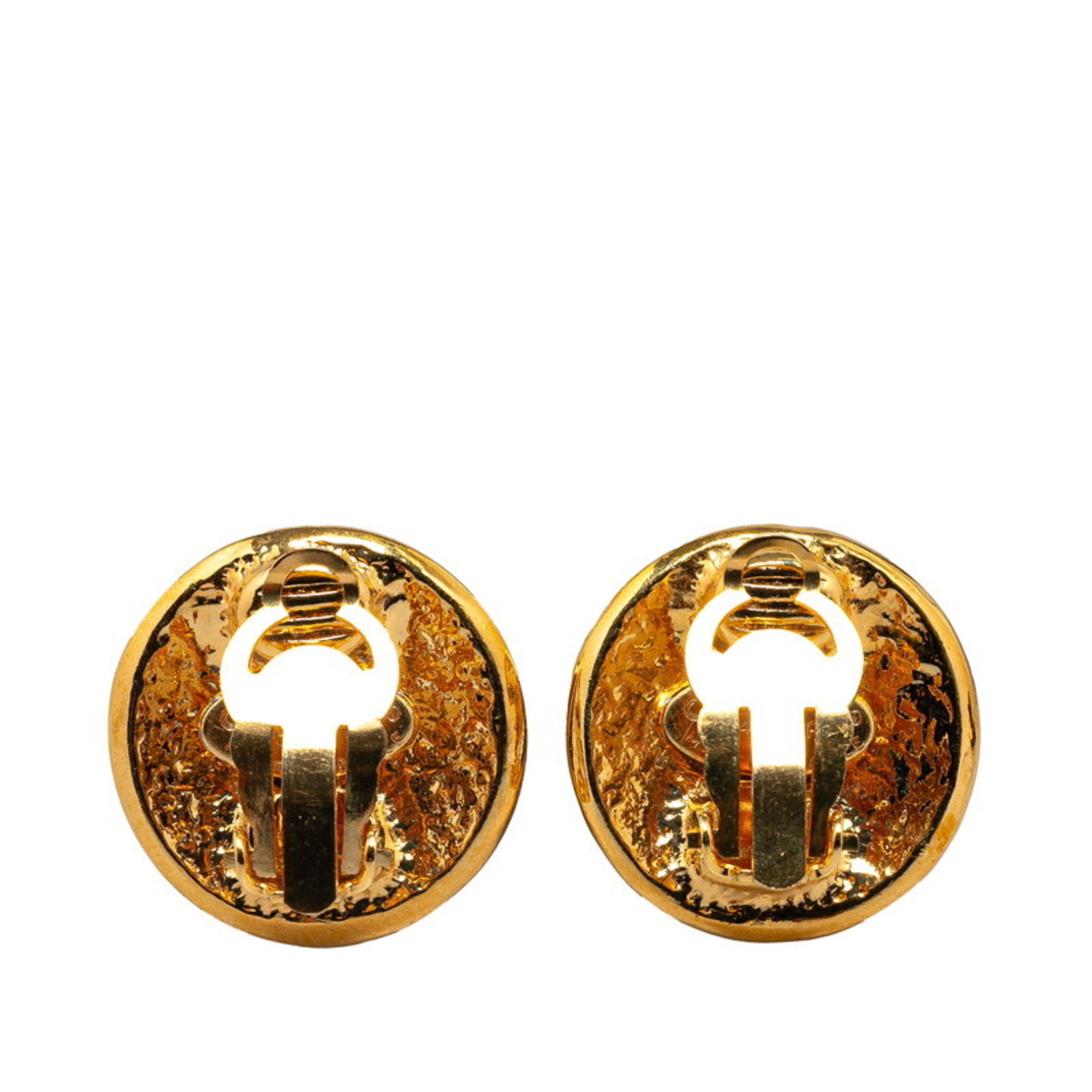 Chanel Coco Mark Earrings Gold Plated Women's CHANEL