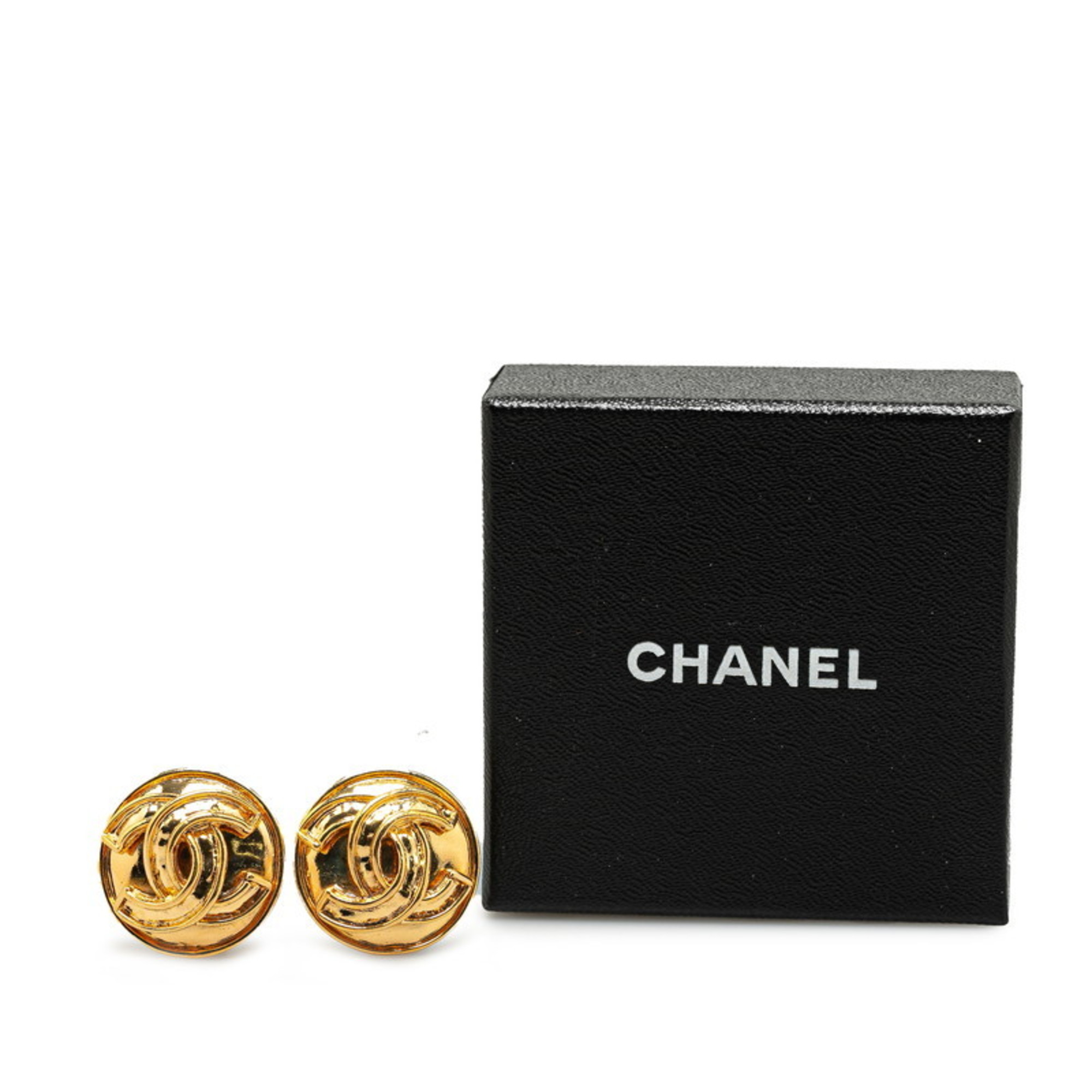 Chanel Coco Mark Earrings Gold Plated Women's CHANEL