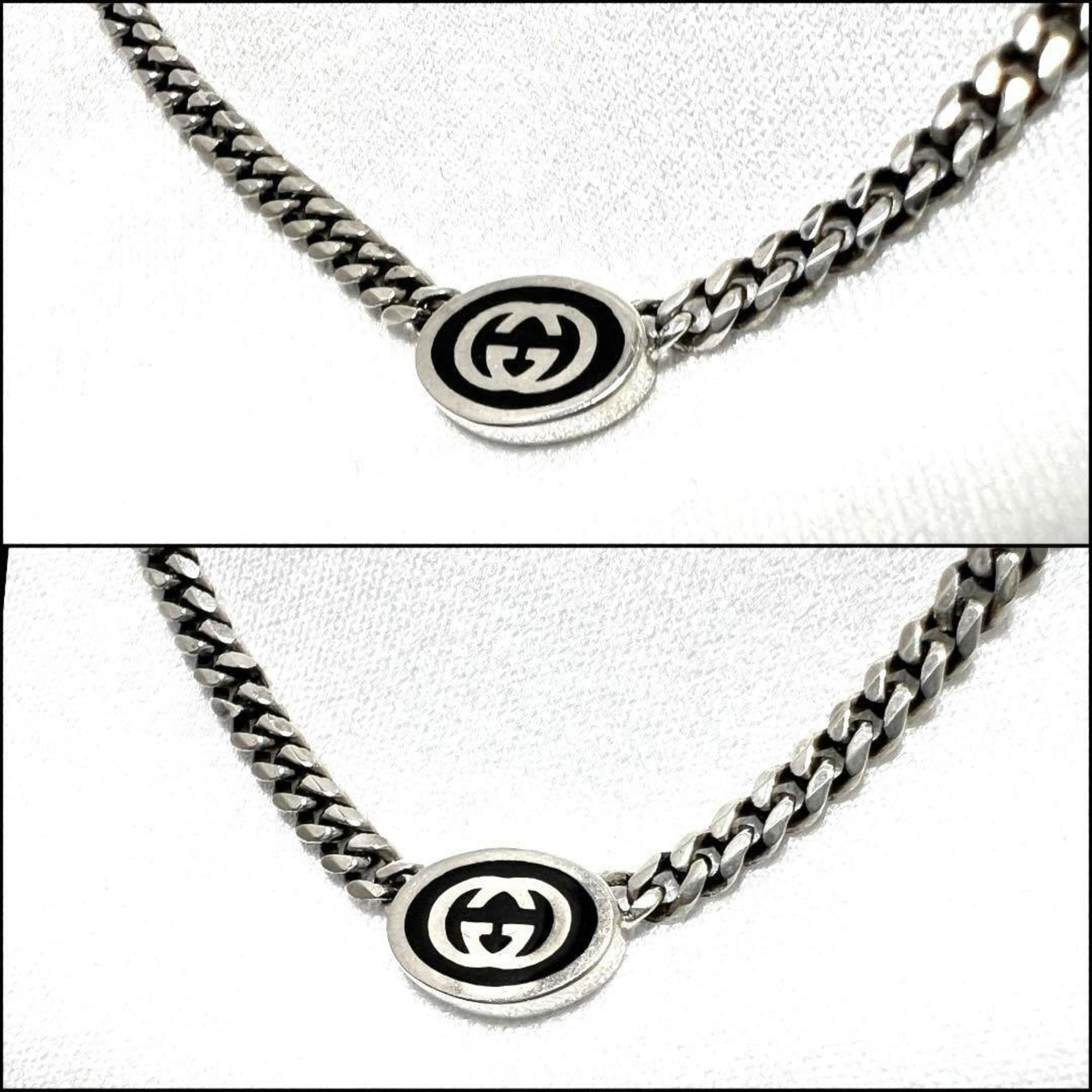 GUCCI Men's and Women's Interlocking G Necklace Pendant Silver