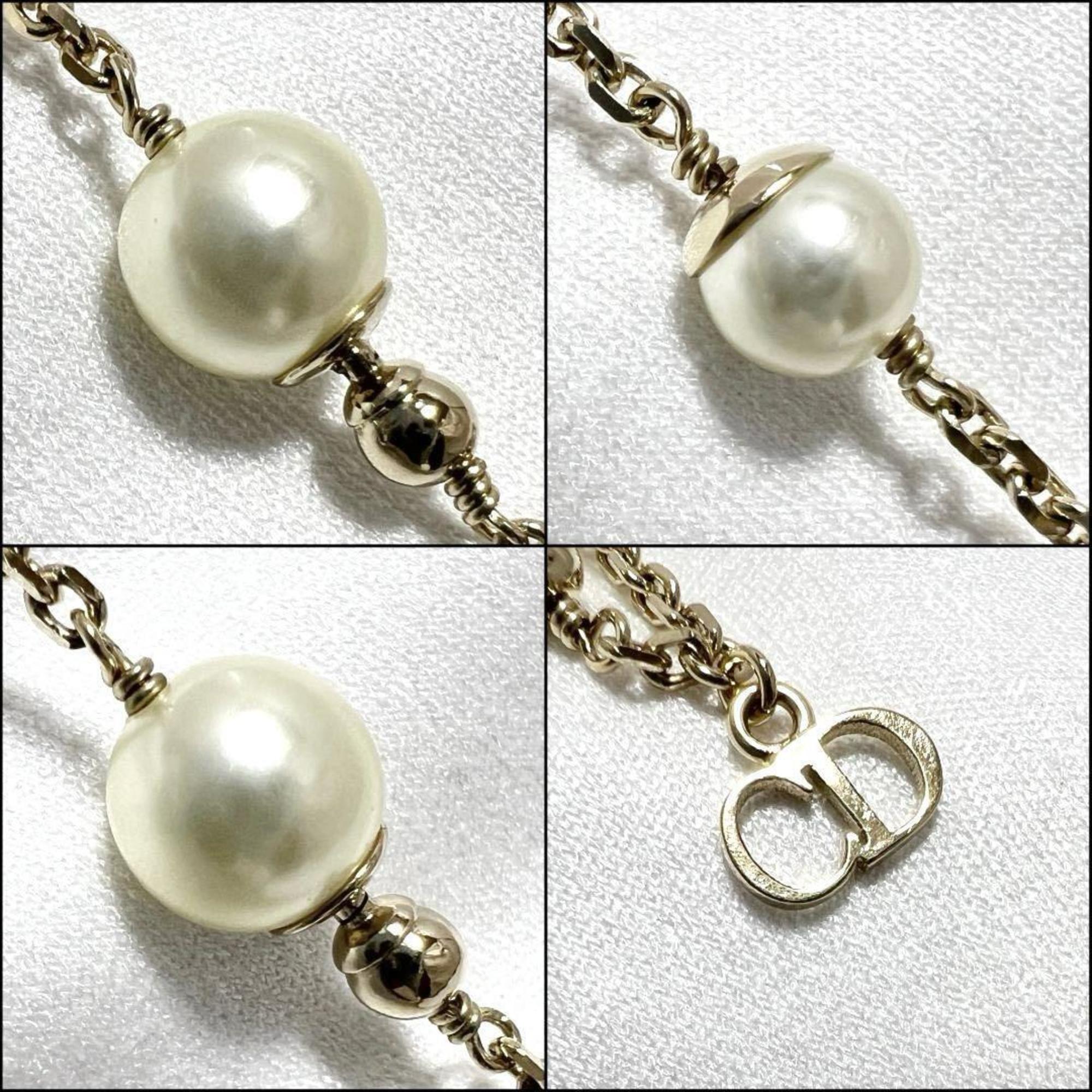 Christian Dior Dior DIOR Unisex Men's Women's Station Faux Pearl Necklace