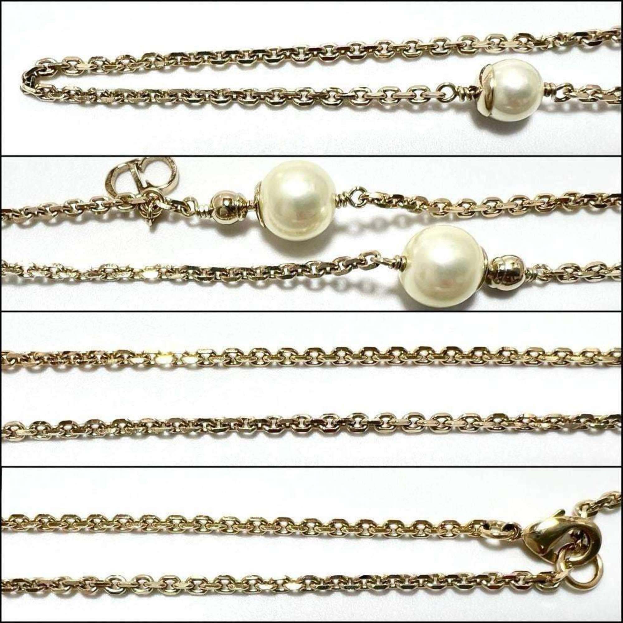 Christian Dior Dior DIOR Unisex Men's Women's Station Faux Pearl Necklace