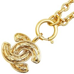 Chanel Matelasse Coco Mark Necklace Gold Plated Women's CHANEL