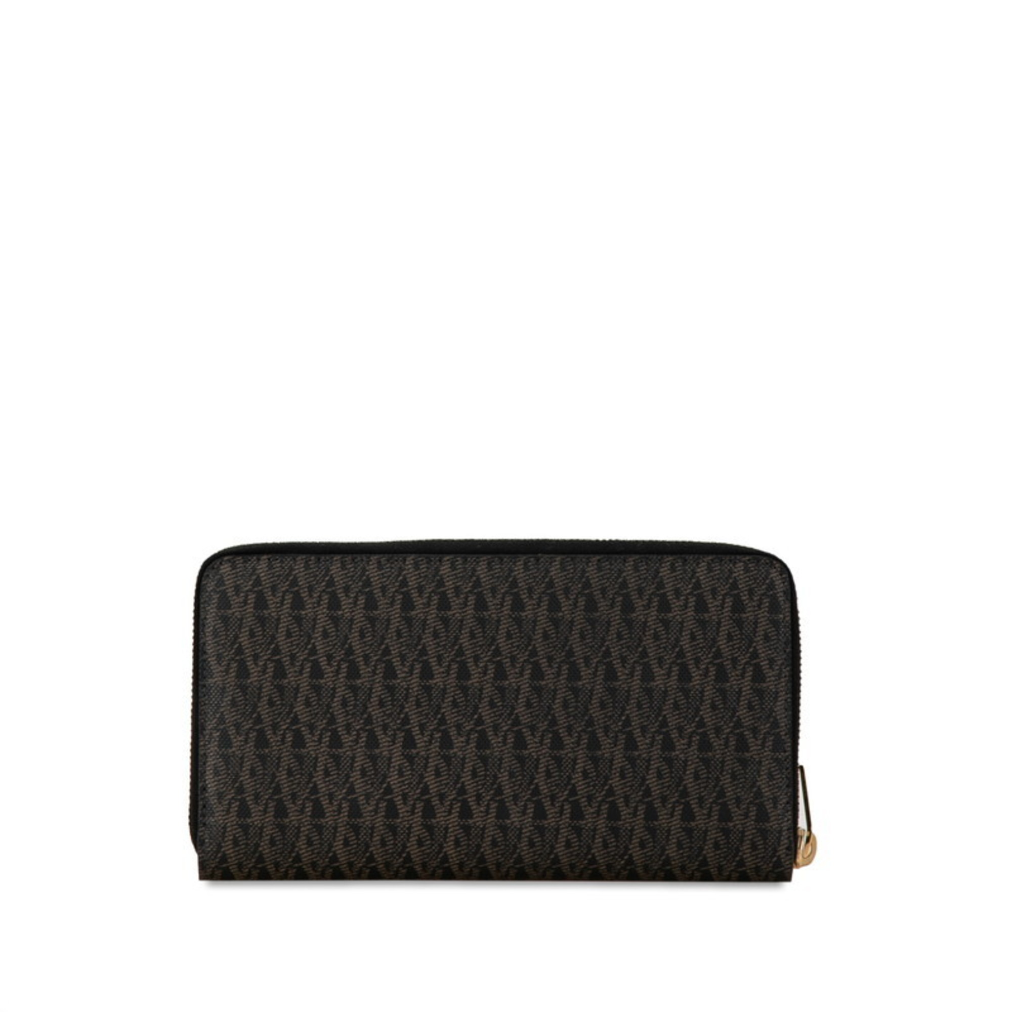 Saint Laurent Monogram Long Wallet Round 344076 Brown Black PVC Women's SAINT LAURENT