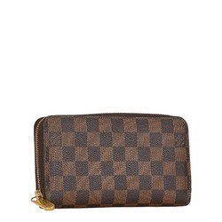 Louis Vuitton Damier Zippy Wallet Round Long N60015 Brown PVC Leather Women's LOUIS VUITTON