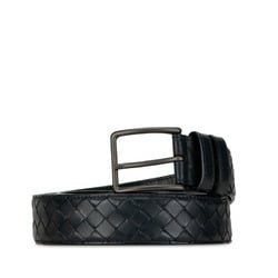 Bottega Veneta Intrecciato Belt Navy Leather Men's BOTTEGAVENETA