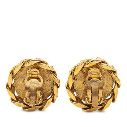 Chanel Coco Mark Windmill Rhinestone Earrings Gold Plated Women's CHANEL