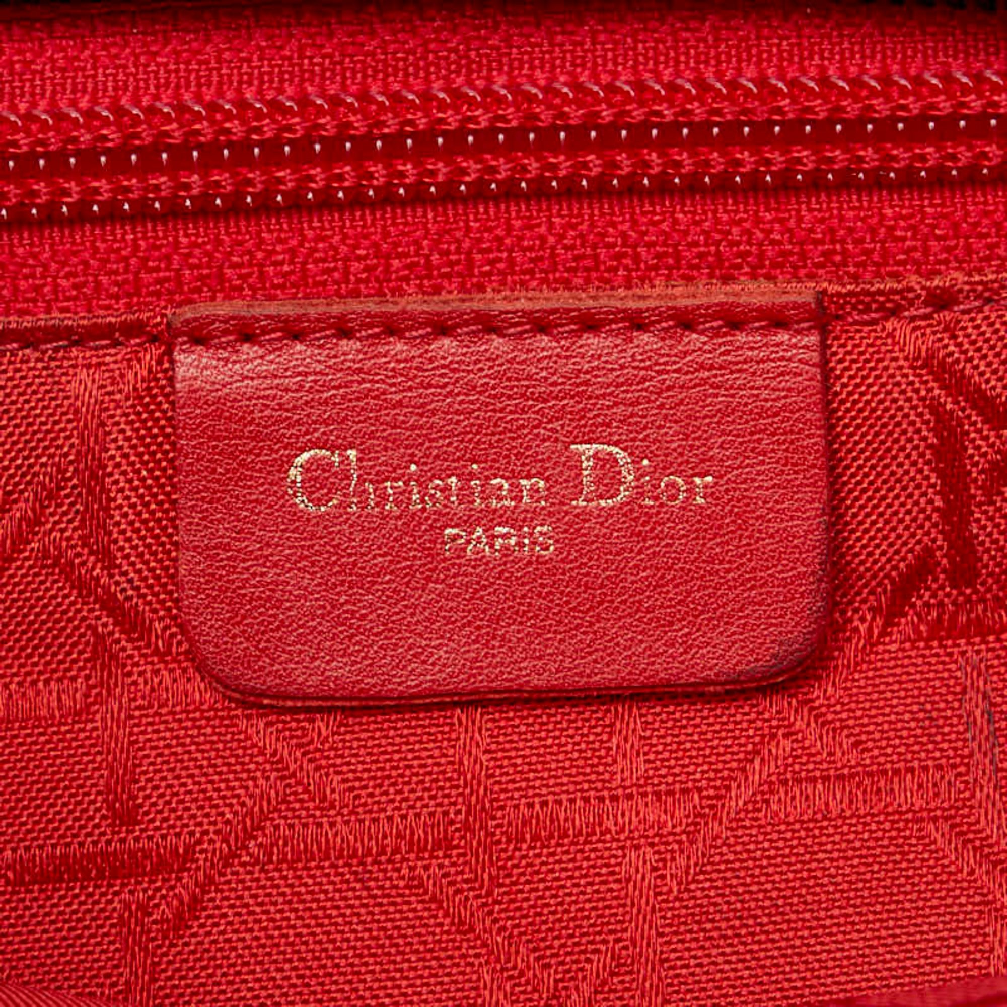 Christian Dior Dior Cannage Lady Handbag Black Canvas Nylon Women's