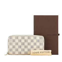 Louis Vuitton Damier Azur Zippy Wallet Round Long N60019 White PVC Women's LOUIS VUITTON