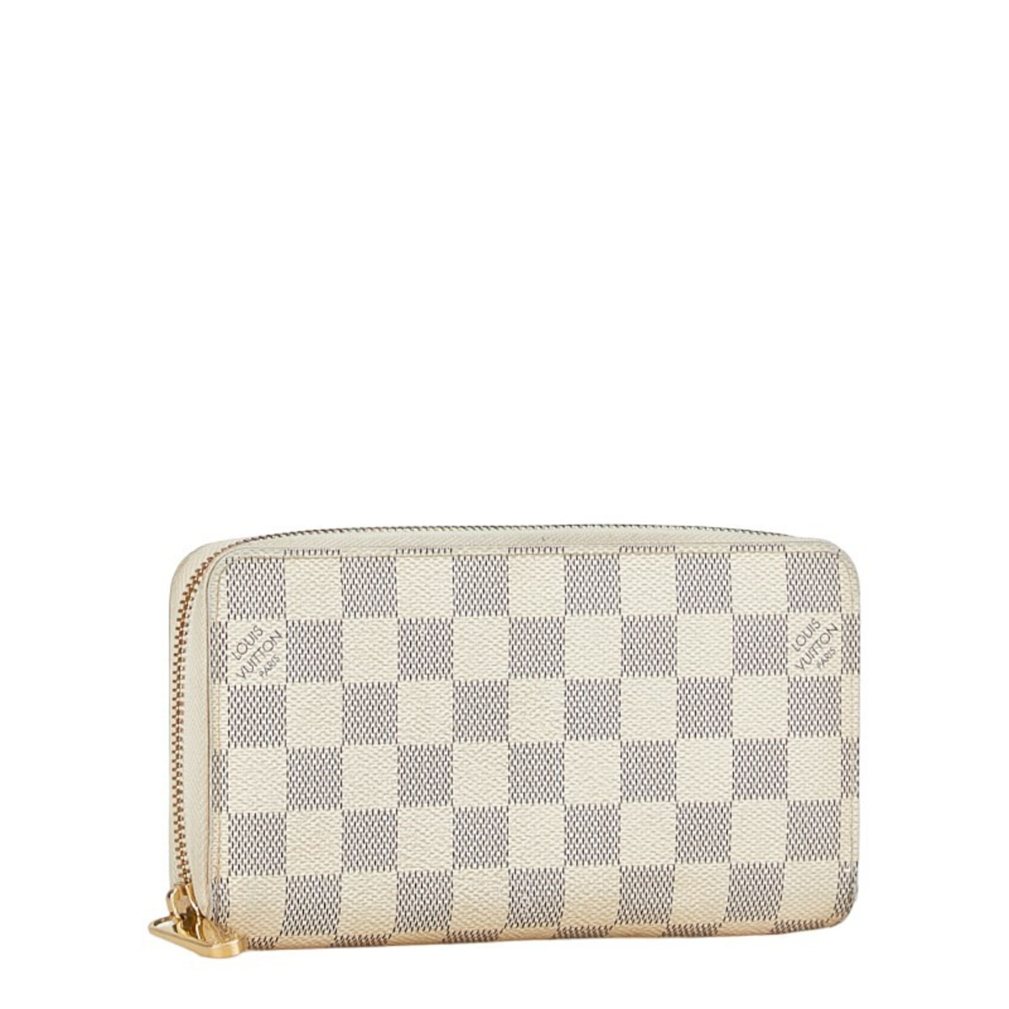 Louis Vuitton Damier Azur Zippy Wallet Round Long N60019 White PVC Women's LOUIS VUITTON