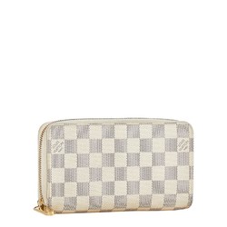 Louis Vuitton Damier Azur Zippy Wallet Round Long N60019 White PVC Women's LOUIS VUITTON