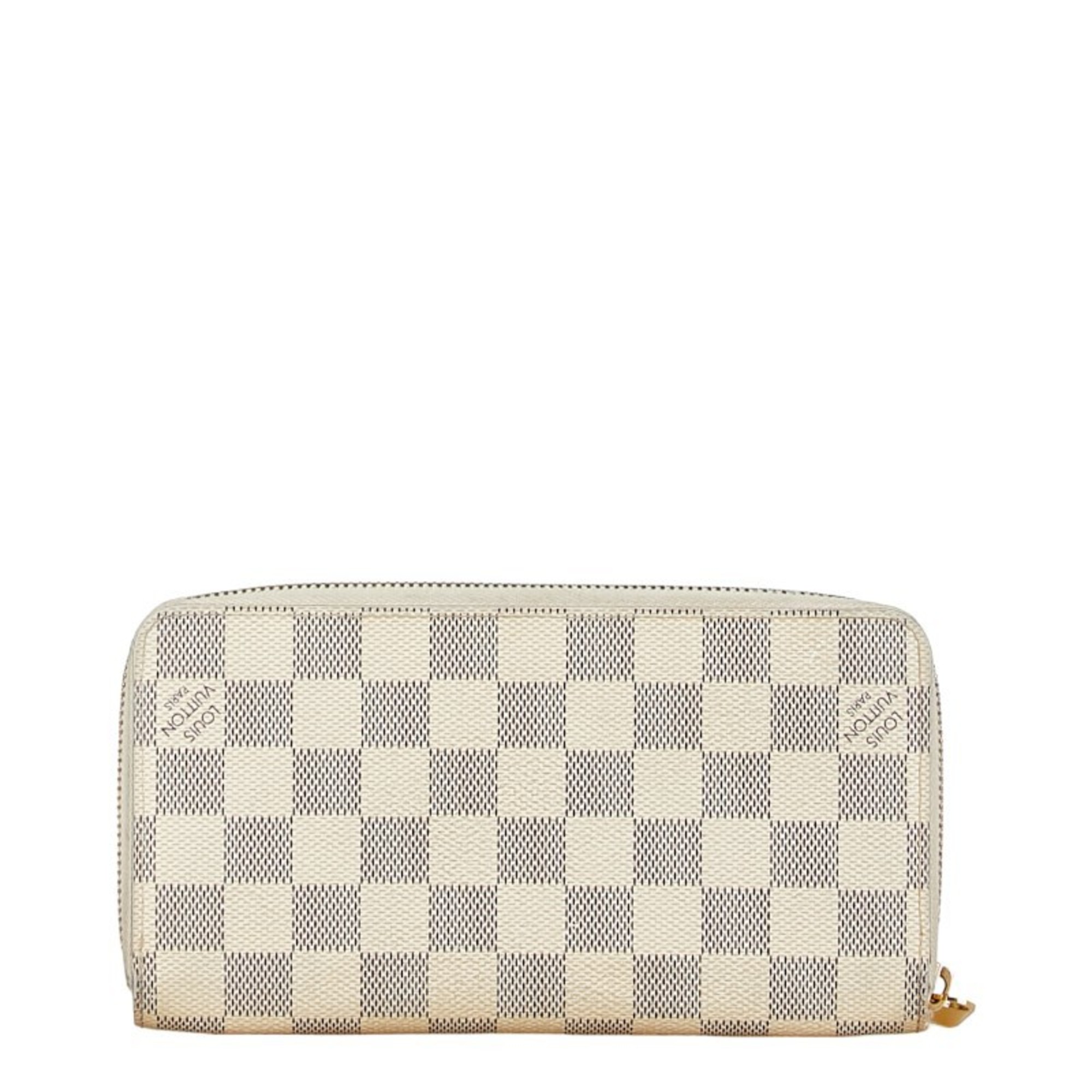 Louis Vuitton Damier Azur Zippy Wallet Round Long N60019 White PVC Women's LOUIS VUITTON