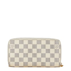 Louis Vuitton Damier Azur Zippy Wallet Round Long N60019 White PVC Women's LOUIS VUITTON