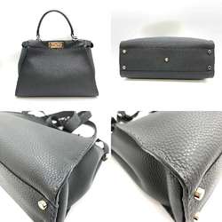 FENDI Peekaboo Selleria Medium Handbag Black Leather 8BN290