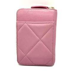 Chanel Matelasse Wallet/Coin Case Lambskin Pink Wallet Leather CHANEL