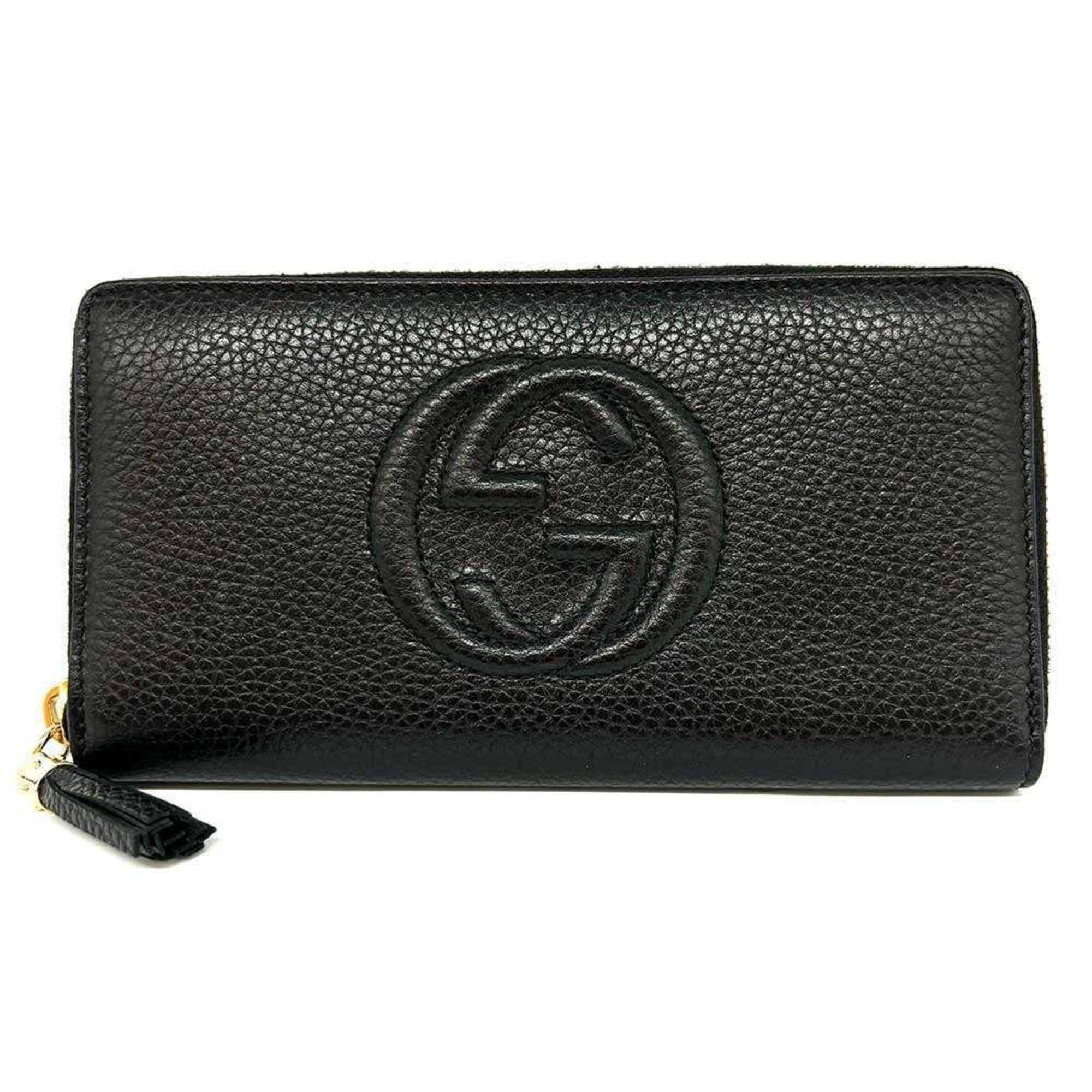 Gucci Round Long Wallet Soho Leather Black 598187 GUCCI