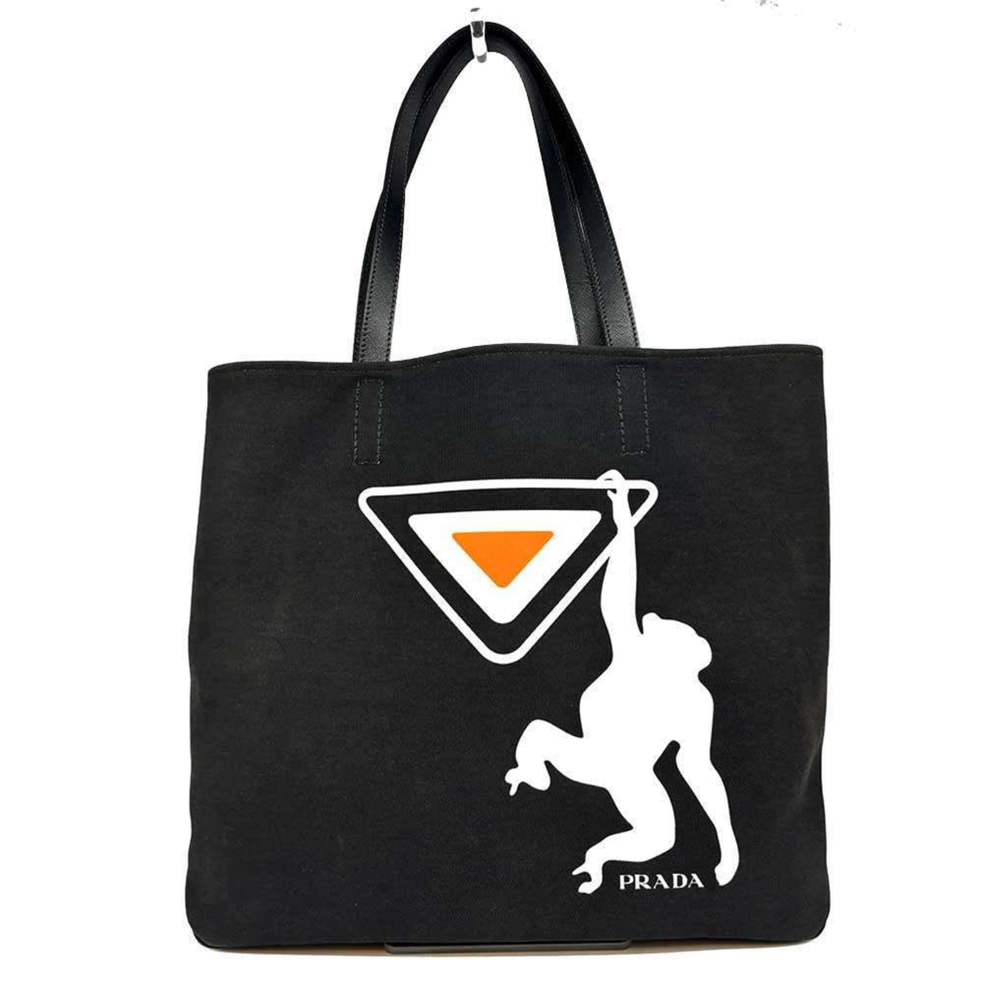 PRADA Canvas Tote Bag Monkey Black