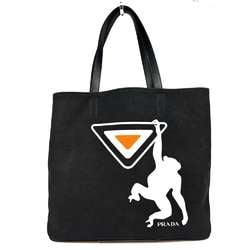 PRADA Canvas Tote Bag Monkey Black