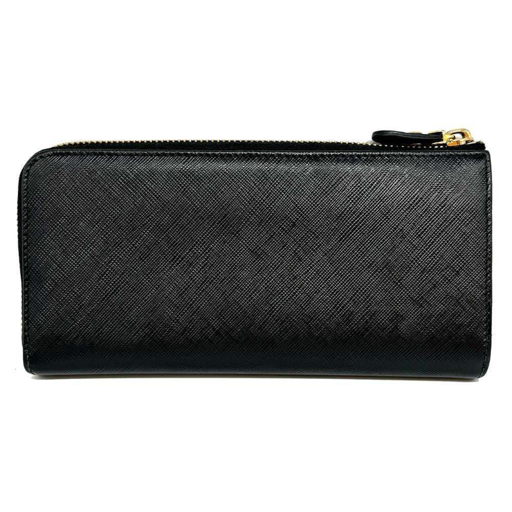 Salvatore Ferragamo Ferragamo Vara Ribbon L-shaped leather black long wallet