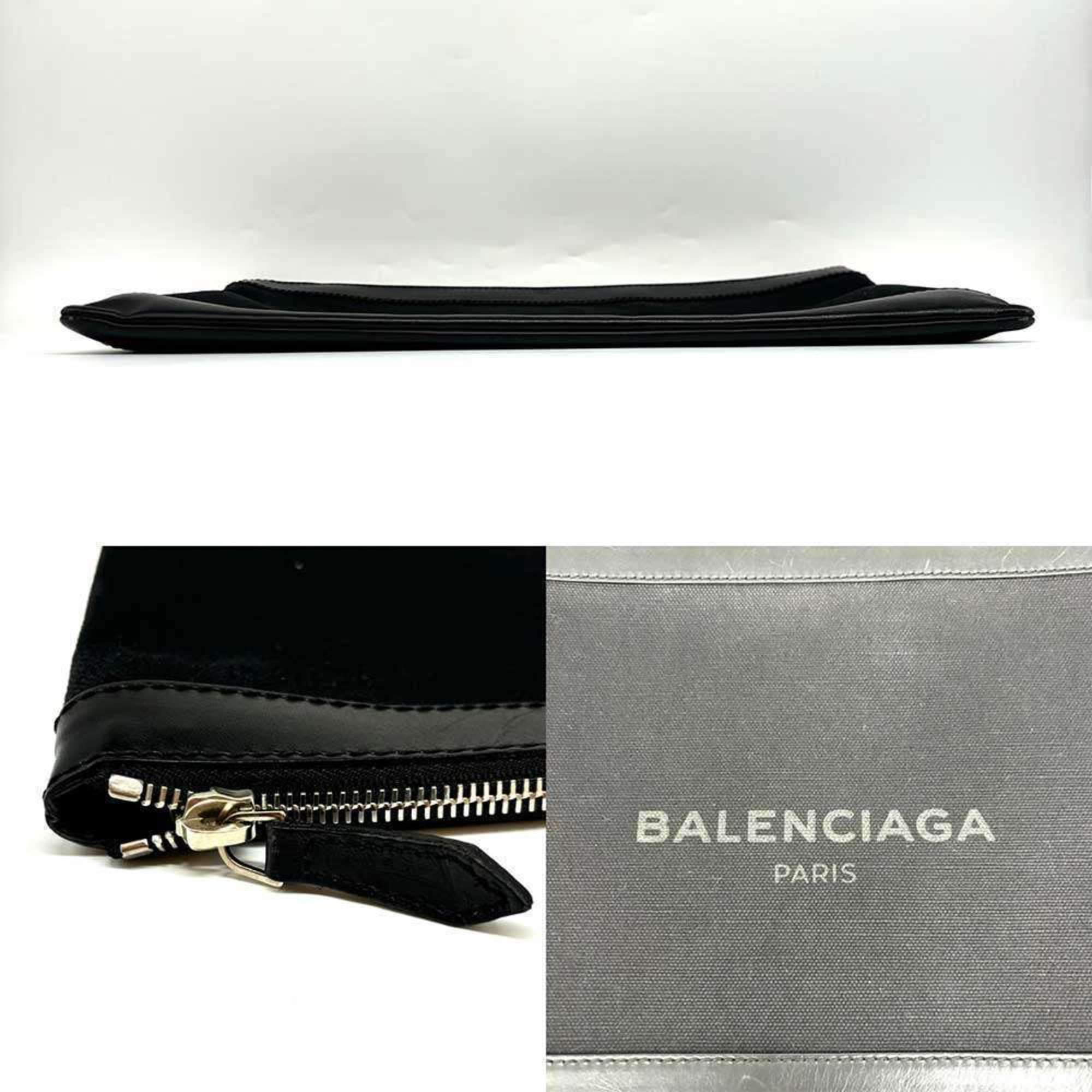 Balenciaga Navy Clip L Clutch Bag Canvas Black BALENCIAGA