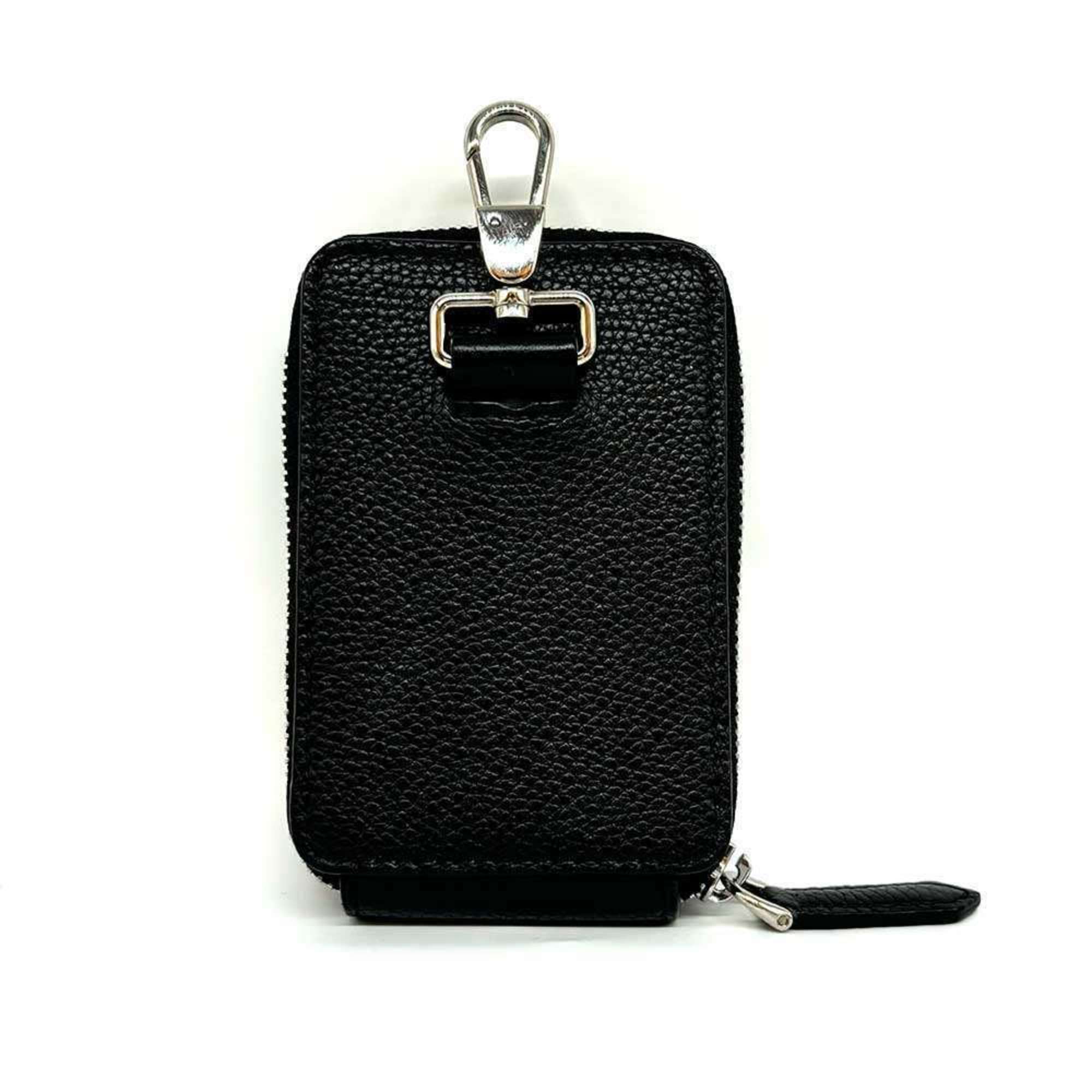 Burberry TB Leather Wallet/Coin Case Strap Black