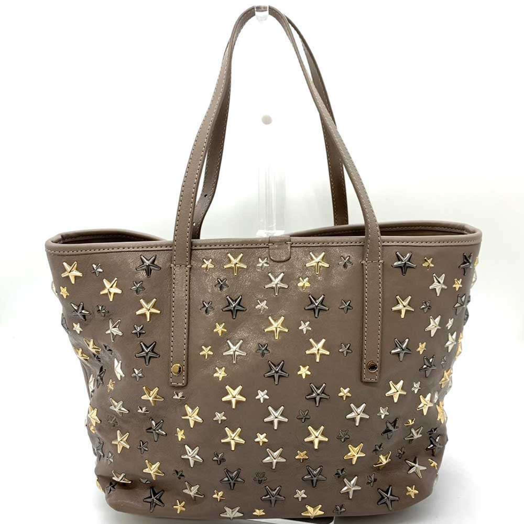 Jimmy Choo Bag Sasha S Greige Mix Star Studs Handbag Tote Women's Leather JIMMY CHOO