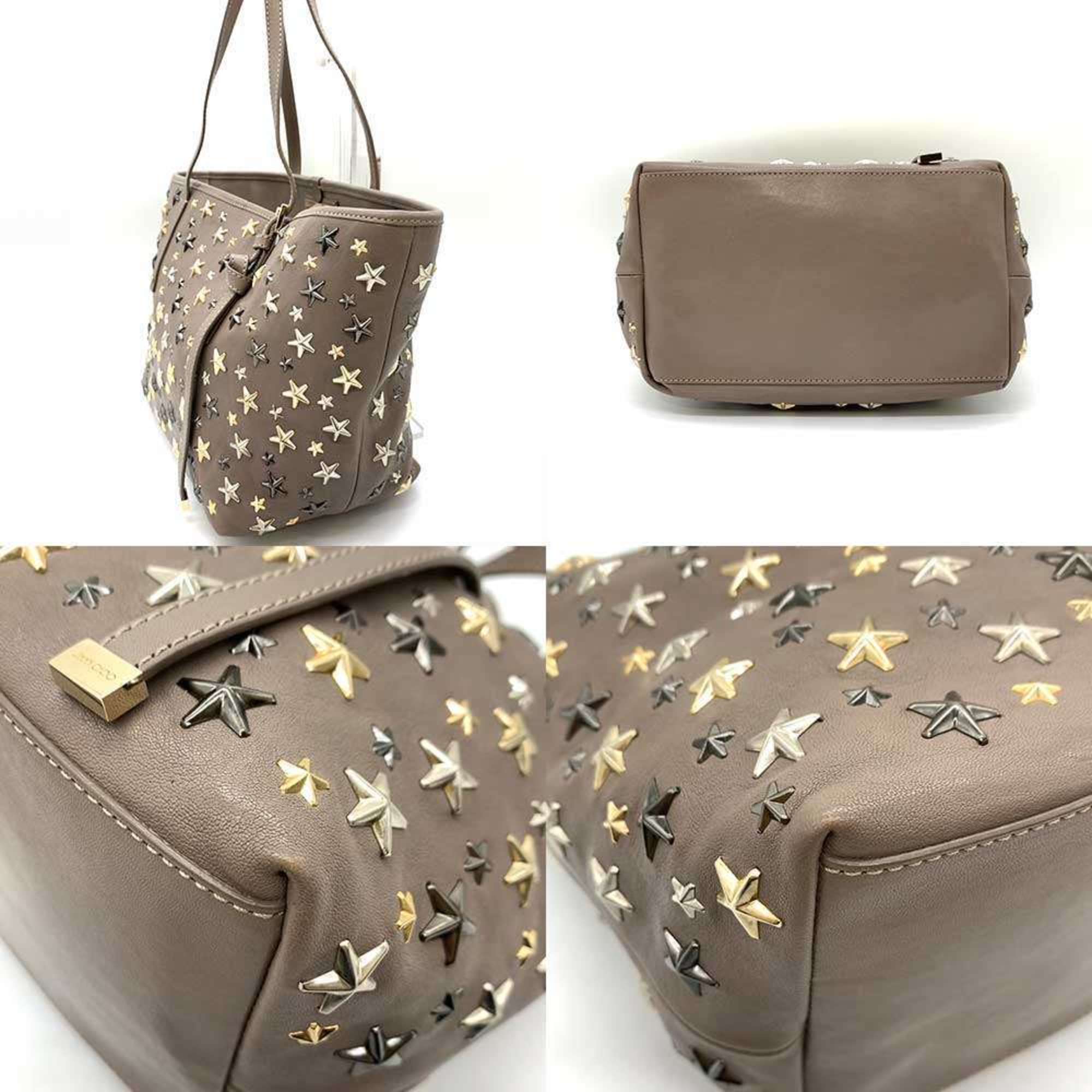 Jimmy Choo Bag Sasha S Greige Mix Star Studs Handbag Tote Women's Leather JIMMY CHOO