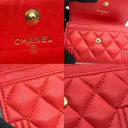 Chanel Accessories Boy Business Card Holder/Card Case Red Matelasse Coco Mark Ladies Lambskin Leather CHANEL