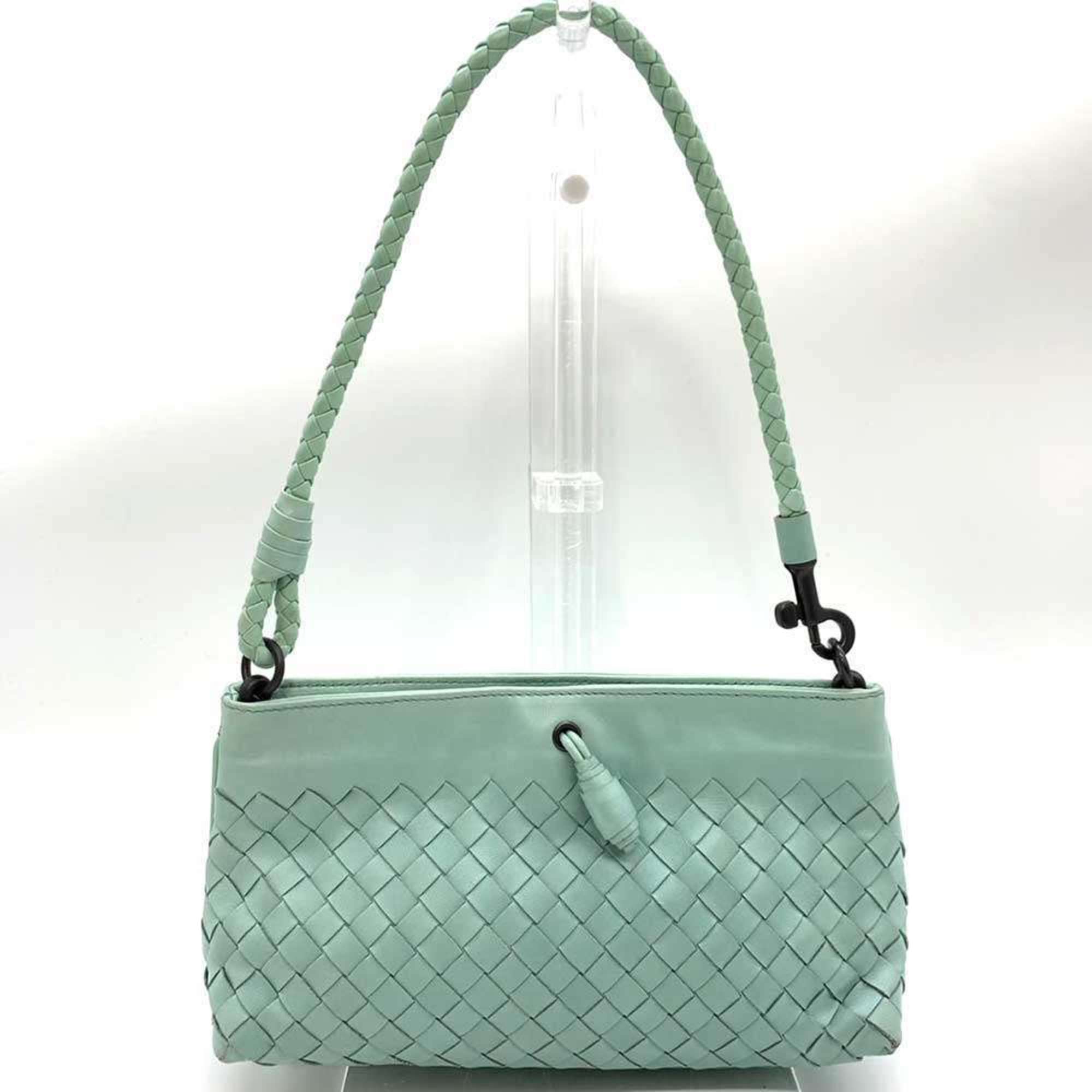 Bottega Veneta Intrecciato Handbag Blue Leather 179798 BOTTEGA VENETA