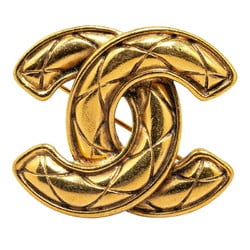 Chanel Matelasse Coco Mark Brooch Gold Plated Women's CHANEL