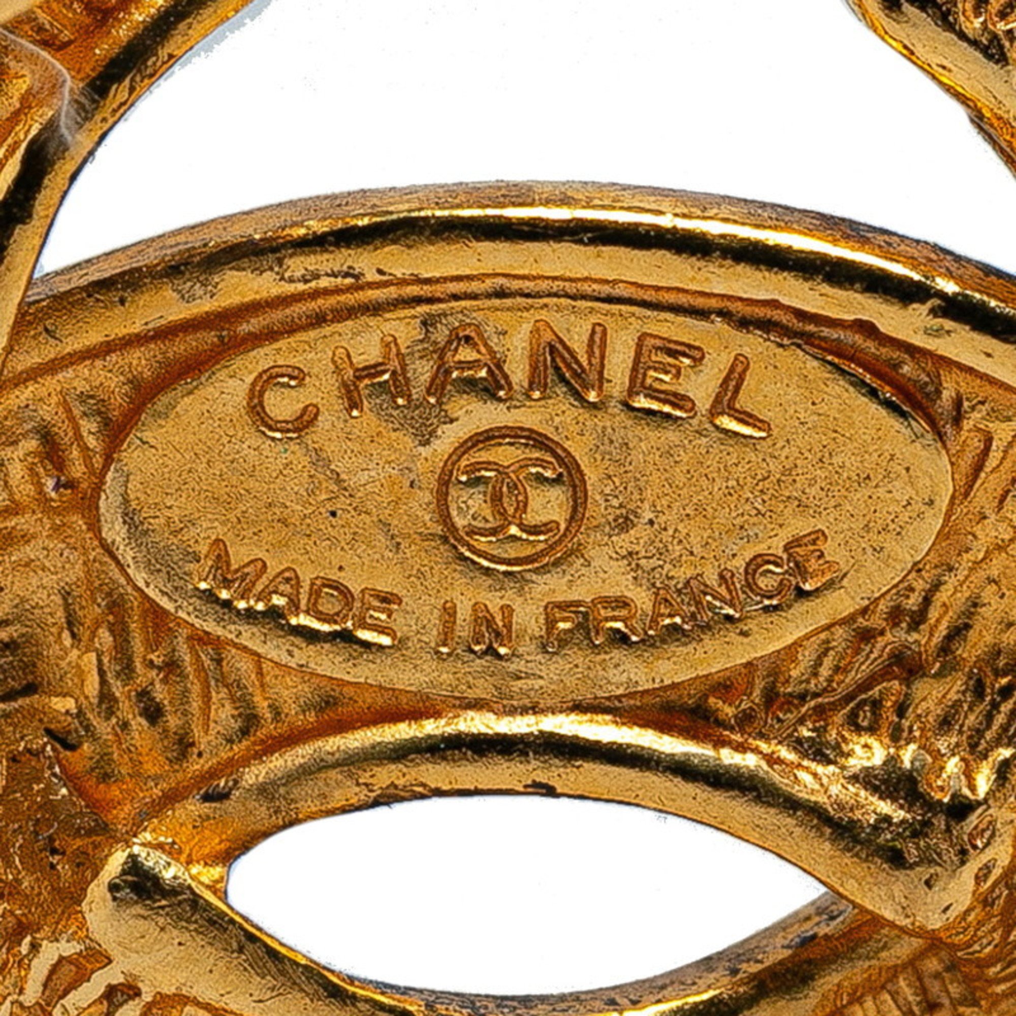 Chanel Matelasse Coco Mark Brooch Gold Plated Women's CHANEL